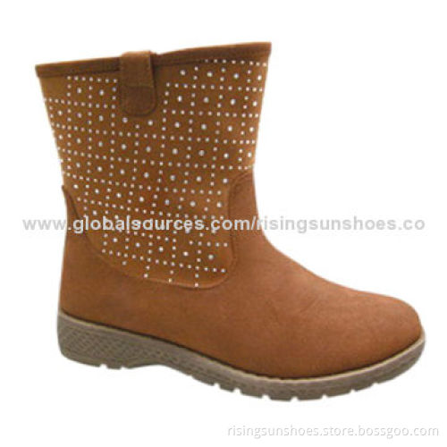 Women's dress boots, PU upper, small rivets decorated, trendy/comfortable